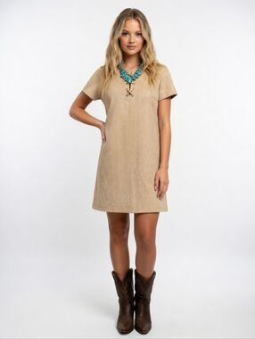 Tommy Hilfiger Tan Suede-Look Mini Dress
